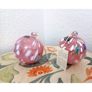 NWT A lot of 2 pink murano handblown glass balls ornaments millefiori
